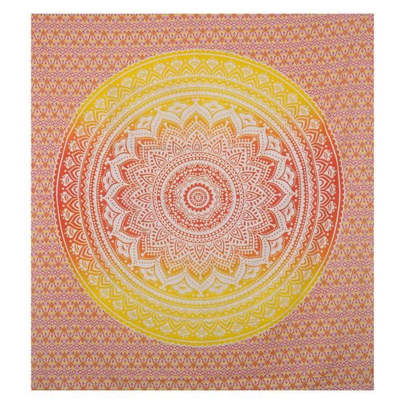 Ombre Red Orange Mandala Tapestry