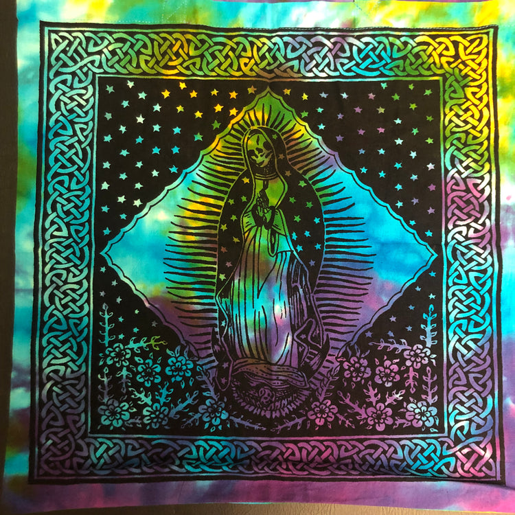 Santa Muerte Tie-Dye Tote Bag