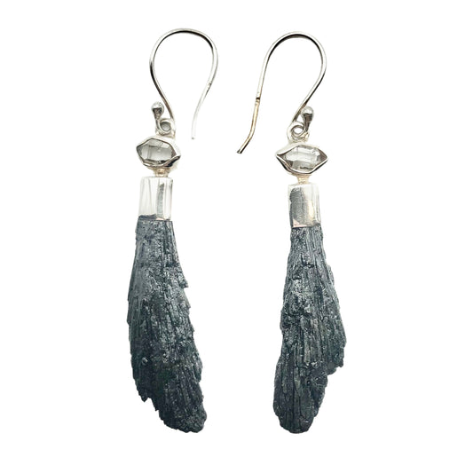 Black Kyanite Sterling Silver Earrings