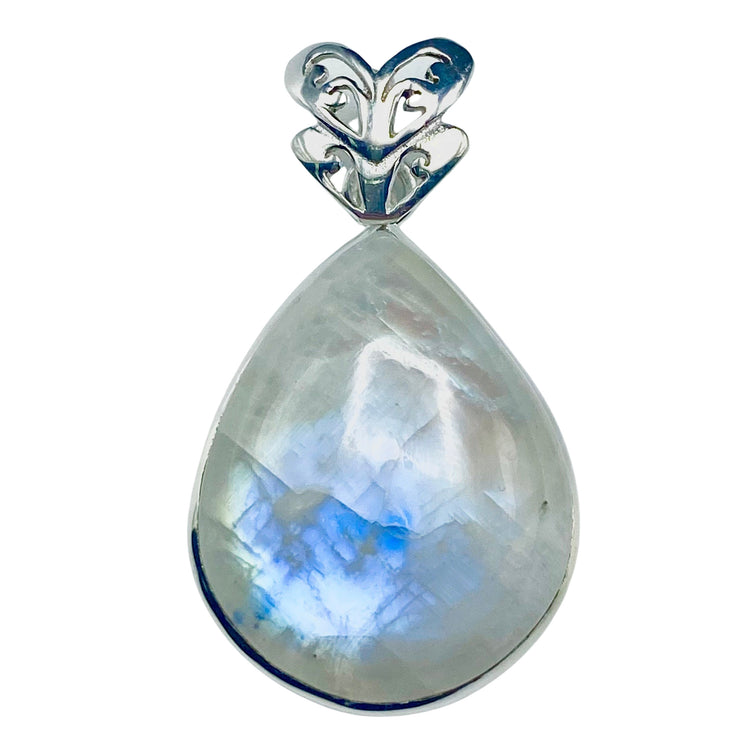 Moonstone Rainbow Sterling Silver Pendant