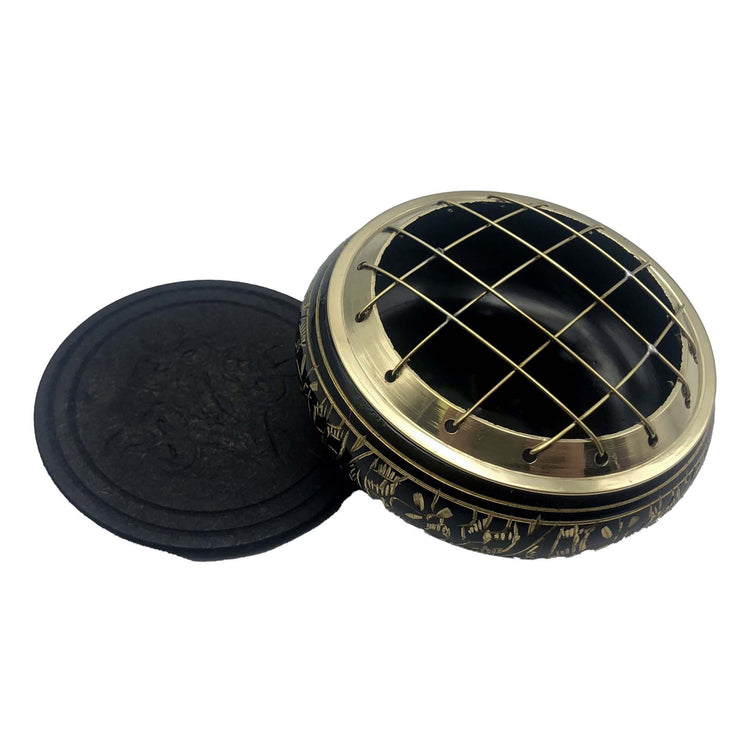 Black Carved Brass Screened Burner