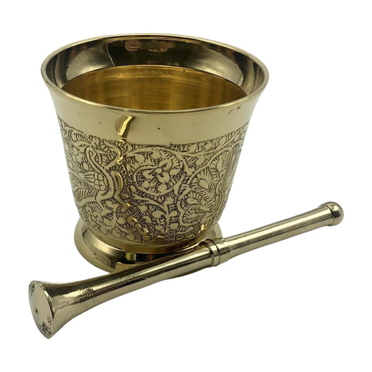 Brass Carved Mortar and Pestle