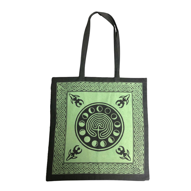 Earth Goddess w/ Moon Phases Black/Green Tote Bag