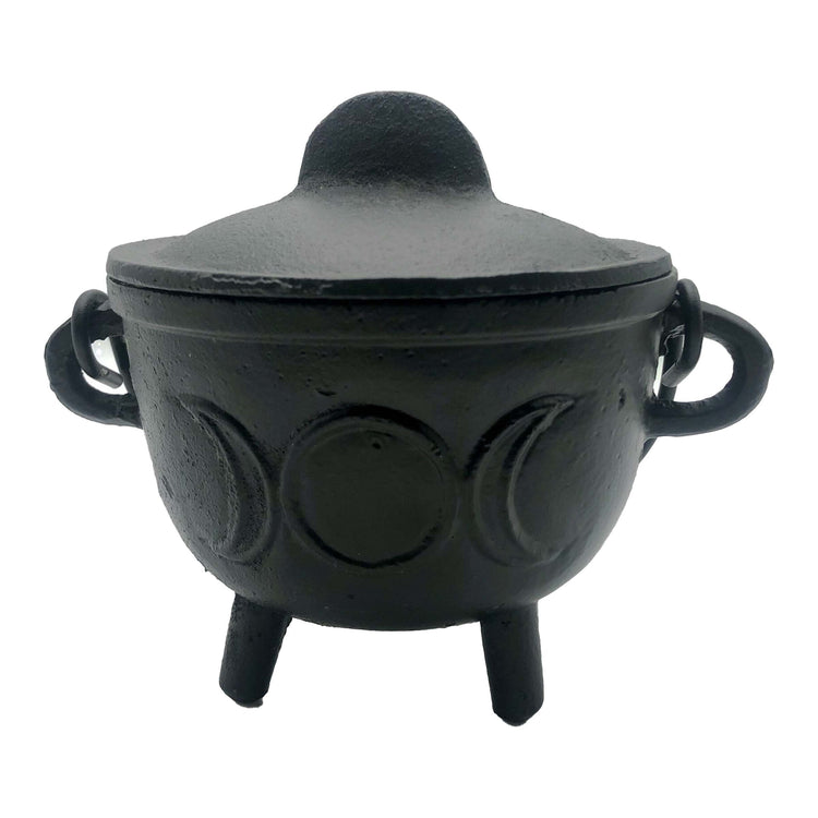 Triple Moon Cast Iron Cauldron with Lid
