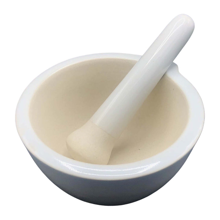 White Ceramic Mortar and Pestle