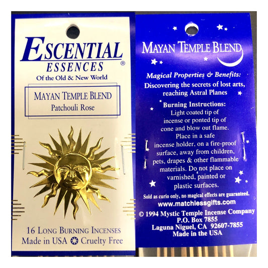 Mayan Temple Blend Escential Essence Incense