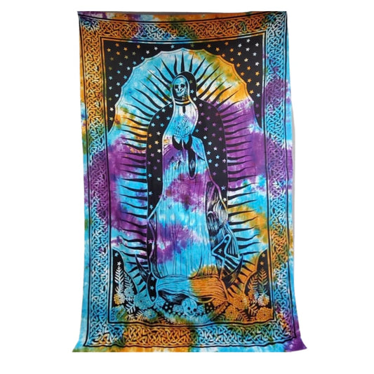 Santa Muerte Tie-Dye Tapestry