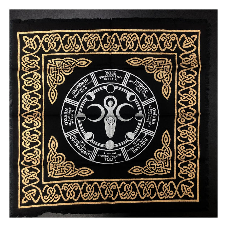 Goddess with Moon Phase and Wicca Calendar Altar Cloth